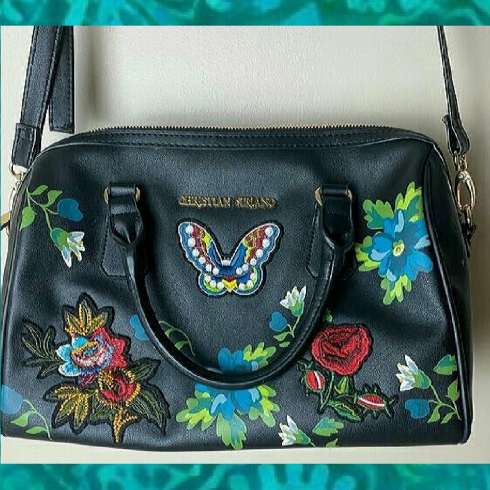 Christian Siriano Butterfly Hummingbird Handbag Purse Multicolor EUC